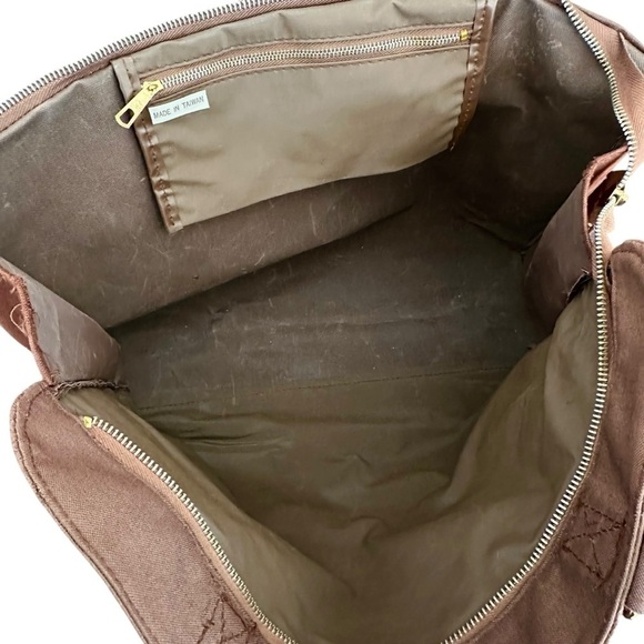 Vintage Brown Tan International Destination Global Cities Canvas Travel Tote Bag - Picture 5 of 10